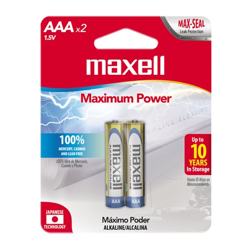 [723807] Maxell LR03 2PK Batería Alcalina AAA 1,5VOLTS Blister 2 Unidades