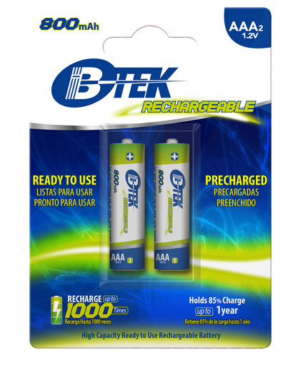 [745201] BTEK BRC-MH3 2PK Baterías Recargables Precargadas AAA 1,2V 800mAh Blister/2