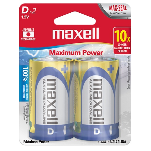 [723020] Maxell LR20 2PK Batería Alcalina Tipo D 1,5VOLTS Blister 2 Unidades